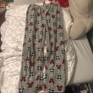 Disney Kids Pajama Bottoms - Gray with Red and Black Mickey Mouse Pattern